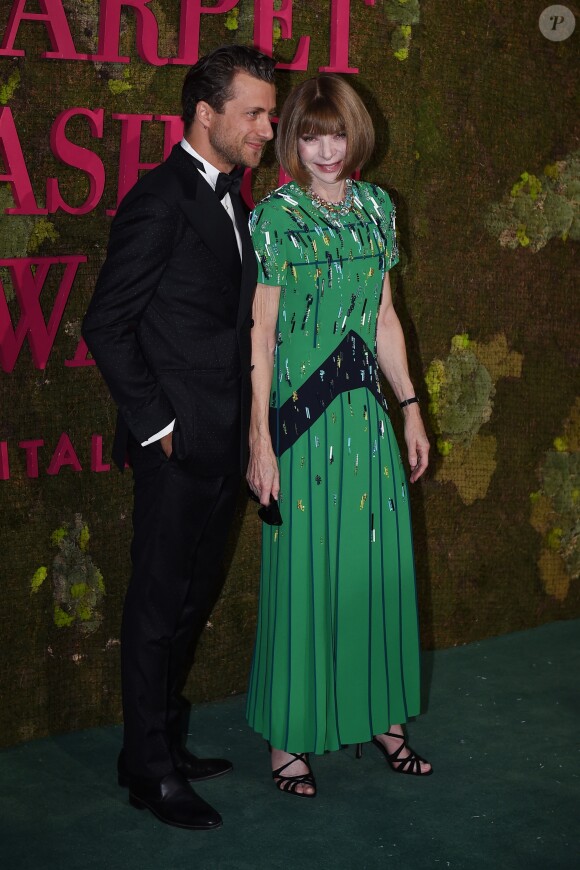 Anna Wintour et Francesco Carrozzini lors de la soirée des Green Carpet Fashion Awards au théâtre La Scala à Milan, Italie, le 23 septembre 2018.