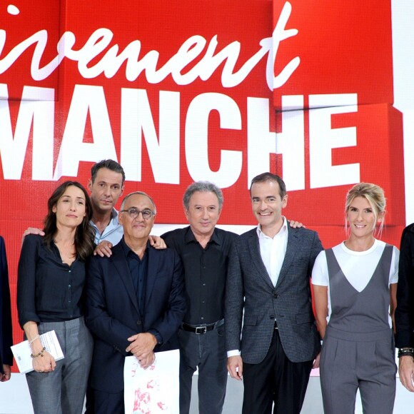 Exclusif - Emmanuel Chanu, Julien Boisselier, Annelise Hesme, Michel Drucker, Marcel Ichou, Franck Ferrand, Hélène Gateau et Patrick Bruel - Enregistrement de l'émission "Vivement dimanche" au studio Gabriel à Paris le 17 septembre 2018 pour une diffusion le 30/09/2018 sur France 2. © Guillaume Gaffiot/Bestimage