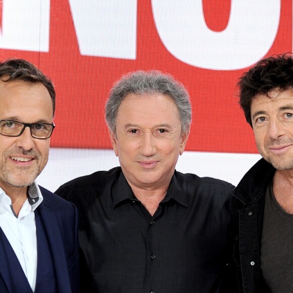 Exclusif - Emmanuel Chaunu, Michel Drucker et Patrick Bruel - Enregistrement de l'émission "Vivement dimanche" au studio Gabriel à Paris le 17 septembre 2018 pour une diffusion le 30/09/2018 sur France 2. © Guillaume Gaffiot/Bestimage