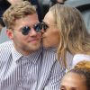 Kevin Mayer (Champion du monde de Décathlon) et sa compagne Delphine Jariel (Championne de France de planche à voile) - People dans les tribunes des Internationaux de France de Tennis de Roland Garros à Paris le 2 juin 2018. © Dominique Jacovides-Cyril Moreau / Bestimage