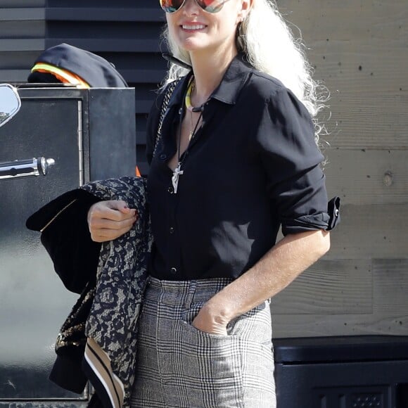 Exclusif - Laeticia Hallyday fait une grande virée sur les Harley-Davidson de Johnny avec Pierre Billon, Philippe Fatien et Fabrice Le Ruyet (mari d'Anne Marcassus) à Los Angeles le 27 septembre 2018.