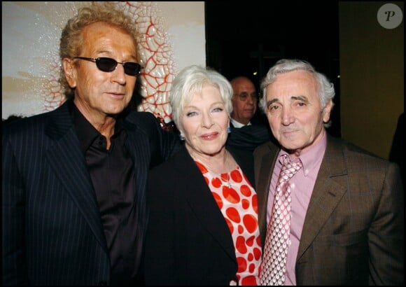 Luc Plamondon, Line Renaud et Charles Aznavour - Muriel Robin fête la générale de son spectacle à L'Etoile, à Paris, le 20 janvier 2005.