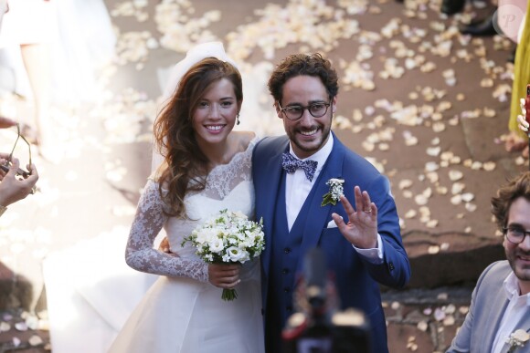 Mariage de Thomas Hollande et de la journaliste Emilie Broussouloux l'église de Meyssac en Corrèze, près de Brive, ville d'Emiie. Le 8 Septembre 2018. © Patrick Bernard-Guillaume Collet / Bestimage