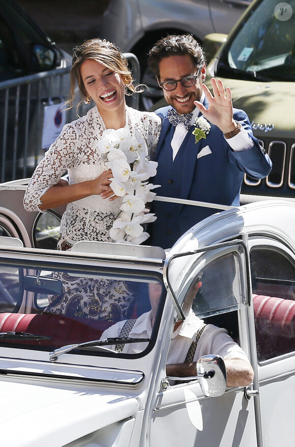 Mariage de Thomas Hollande et de la journaliste Emilie Broussouloux l'église de Meyssac en Corrèze, près de Brive, ville d'Emiie. Le 8 Septembre 2018. © Patrick Bernard-Guillaume Collet / Bestimage