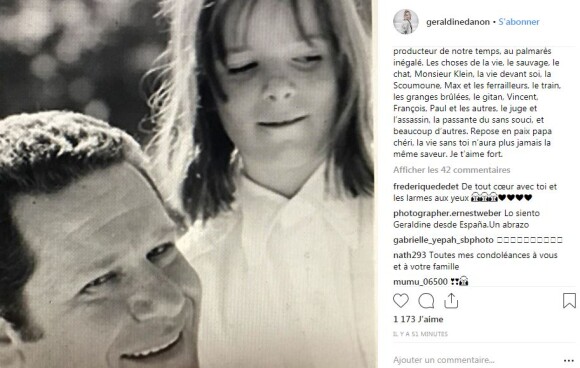 Géraldine Danon annonce la mort de son père Raymond Danon le 10 octobre 2018.
