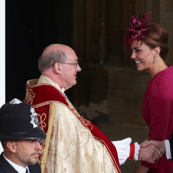 Le prince William, duc de Cambridge, et Catherine (Kate) Middleton, duchesse de Cambridge - Les invités arrivent à la chapelle St. George pour le mariage de la princesse Eugenie d'York et Jack Brooksbank au château de Windsor, Royaume Uni, le 12 octobre 2018.