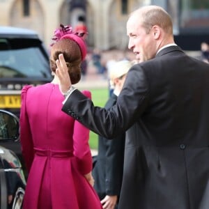 Le prince William, duc de Cambridge, et Catherine (Kate) Middleton, duchesse de Cambridge - Les invités arrivent à la chapelle St. George pour le mariage de la princesse Eugenie d'York et Jack Brooksbank au château de Windsor, Royaume Uni, le 12 octobre 2018.