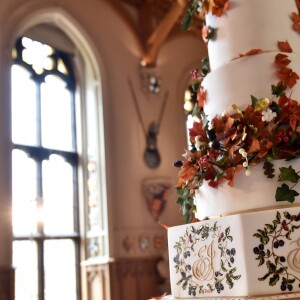 Illustration du wedding cake, créé par Sophie Cabot, pour le mariage de La princesse Eugenie et son mari Jack Brooksbank le 12 octobre 2018.  The wedding cake created by Sophie Cabot for the wedding of Princess Eugenie to Jack Brooksbank seen in St. George's Hall at Windsor Castle.12/10/2018 - Windsor