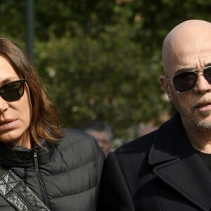 Zazie, Pascal Obispo - Obsèques de Maurane en l'église Notre-Dame des Grâces à Woluwe-Saint-Pierre en Belgique le 17 mai 2018.