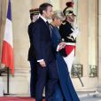 Le président de la République française Emmanuel Macron et sa femme la Première Dame Brigitte Macron (Trogneux) - Le président de la République française et sa femme la Première Dame reçoivent le président de la République de Corée du Sud et sa femme pour un diner d'Etat au palais de l'Elysée à Paris, France, le 15 octobre 2018. © Stéphane Lemouton/Bestimage