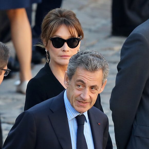 Nicolas Sarkozy, Carla Bruni Sarkozy - Arrivées à l'hommage national à Charles Aznavour à l'Hôtel des Invalides à Paris. Le 5 octobre 2018 © Jacovides-Moreau / Bestimage