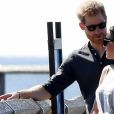 Le prince Harry, duc de Sussex, et Meghan Markle, duchesse de Sussex (enceinte) arrivent baie Kingfisher, sur l'île Fraser, en Australie, le 22 octobre 2018. Le couple rencontre les habitant de l'île.