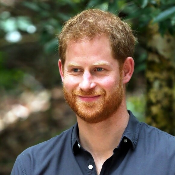 Le prince Harry, duc de Sussex, visite la forêt "K'gari" sur l'île Fraser en Australie, le 22 octobre 2018. Le duc dévoile une plaque dans la forêt "Queen's Commonwealth Canopy" et regarde ensuite des danses traditionnelles du peuple Butchulla.