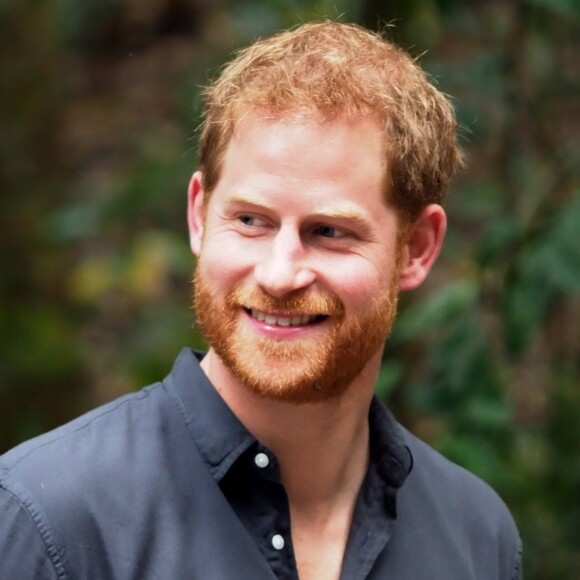 Le prince Harry, duc de Sussex, visite la forêt "K'gari" sur l'île Fraser en Australie, le 22 octobre 2018. Le duc dévoile une plaque dans la forêt "Queen's Commonwealth Canopy" et regarde ensuite des danses traditionnelles du peuple Butchulla.