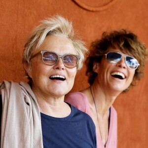 Muriel Robin et sa femme Anne Le Nen au village des Internationaux de France de Tennis de Roland Garros à Paris le 2 juin 2018. © Dominique Jacovides-Cyril Moreau / Bestimage