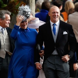 Zara (Phillips) et Mike Tindall au mariage de la princesse Eugenie d'York et de Jack Brooksbank à la chapelle Saint George de Windsor le 12 octobre 2018.