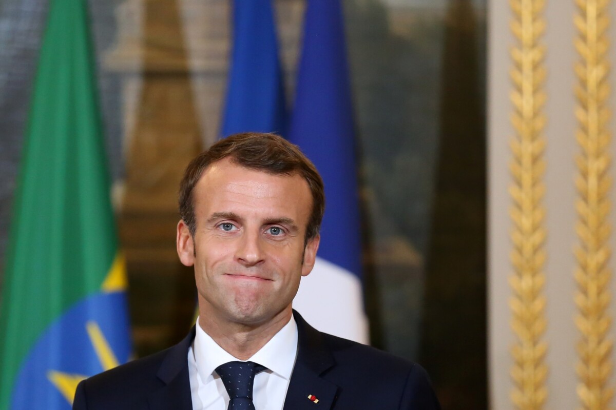 Photo : Le président de la République française, Emmanuel Macron et le ...