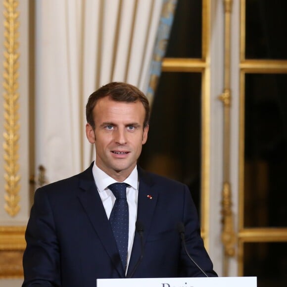 Le président de la République française, Emmanuel Macron et le Premier ministre de la République fédérale démocratique d'Ethiopie, lors d'une conférence de presse après un entretien, au palais de l'Elysée à Paris, France, le 29 octobre 2018. © Stéphane Lemouton/Bestimage