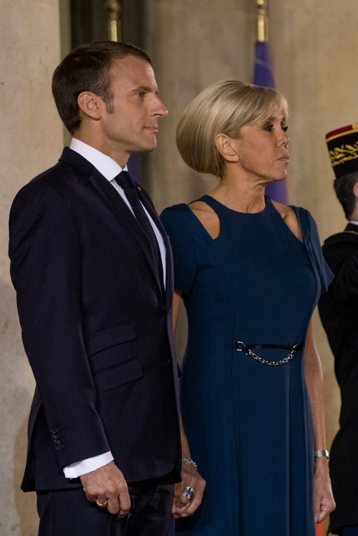 Photo : Le président de la République française Emmanuel Macron et sa ...