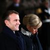 Le couple présidentiel, le président de la République française Emmanuel Macron et sa femme la Première Dame Brigitte Macron (Trogneux) ont accueilli le président de la République fédérale d'Allemagne et sa femme avec une cérémonie militaire, avant de pénétrer dans la cathédrale Notre-Dame de Strasbourg pour un concert d'oeuvres de Debussy et Beethoven à Strasbourg, France, le 4 Novembre 2018, pour lancer une semaine de commémorations du centenaire de l'armistice de la Première Guerre mondiale. La Première Dame française est vêtue d'une veste zippée à col métallisé signée Louis Vuitton, la même que le soir de l'élection de son mari. © Stéphane Lemouton/Bestimage