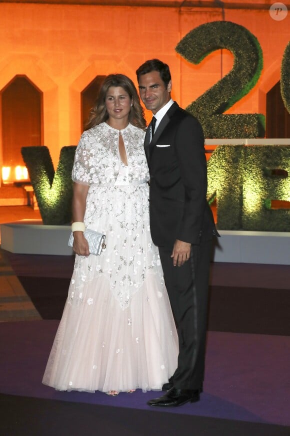 Roger Federer et sa femme Mirka - Dîner des champions du tournoi de Wimbledon à Londres le 16 juillet 2017.