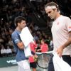 Novak Djokovic - Novak Djokovic et Roger Federer lors de la demi-finale du tournoi de tennis "Rolex Paris Masters" à l'AccorHotels Arena à Paris, le 3 novembre 2018. Novak Djokovic a gagné contre Roger Federer (6-7(6), 7-5, 7-6(3). © Veeren/Bestimage