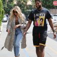 Exclusif - Khloé Kardashian et son compagnon Tristan Thompson sont allés déjeuner en amoureux au restaurant Benihana à Calabasas, le 18 juillet 2018.