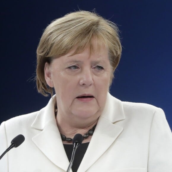 La chancelière allemande Angela Merkel - Forum de Paris sur la Paix dans la grande halle de la Villette à Paris, France, le 11 novembre 2018.