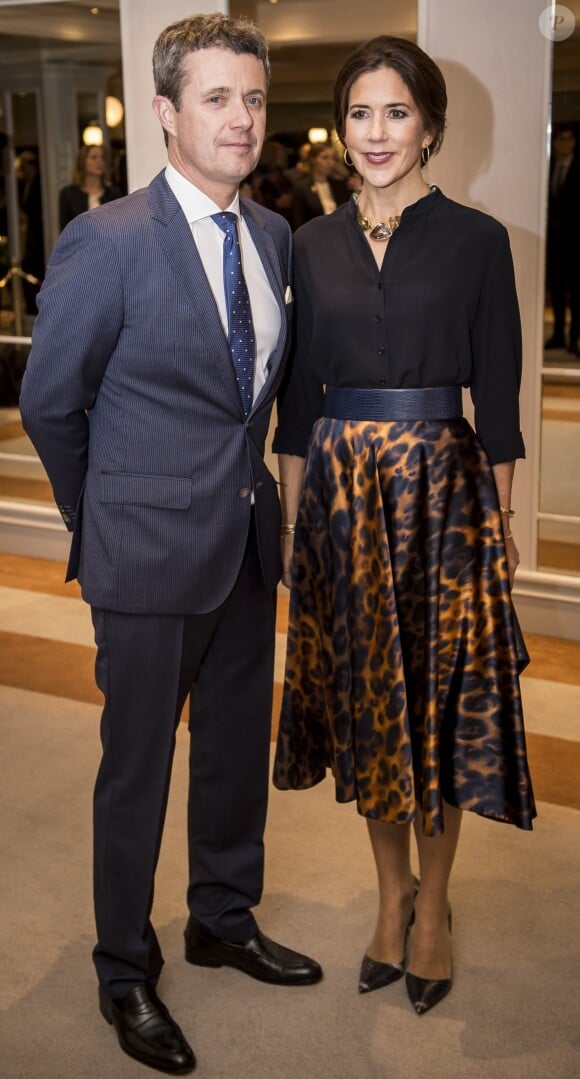 Le prince Frederik et la princesse Mary de Danemark lors d'une réception avec la délégation d'entreprises de leur visite officielle à Rome, le 6 novembre 2018