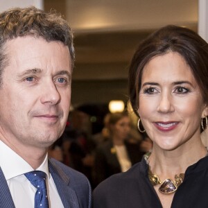 Le prince Frederik et la princesse Mary de Danemark lors d'une réception avec la délégation d'entreprises de leur visite officielle à Rome, le 6 novembre 2018