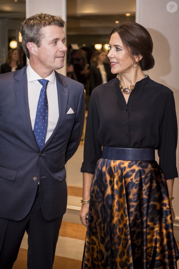 Le prince Frederik et la princesse Mary de Danemark lors d'une réception avec la délégation d'entreprises de leur visite officielle à Rome, le 6 novembre 2018