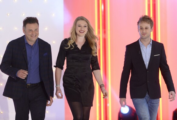 Pierre Sled, Valentine Sled, Nicolas Sled - Enregistrement de l'émission Vivement Dimanche à Paris, le 1er avril 2015. Emission diffusée le 5 avril 2015.