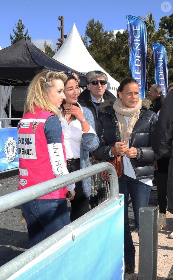 Jazmin Grace Grimaldi (la fille du prince A. II de Monaco), la princesse Stéphanie de Monaco - Départ du 28ème Rallye Aicha des Gazelles depuis la Promenade des Anglais à Nice le 17 mars 2018.
