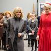 La Première Dame Brigitte Macron, le roi Philippe de Belgique et la reine Mathilde de Belgique visitent l'atelier de restauration de "l'Adoration de l'Agneau Mystique" au MSK de Gand (Musée des Beaux-Arts), Belgique, le 19 novembre 2018, lors de la visite d'Etat du couple présidentiel en Belgique.