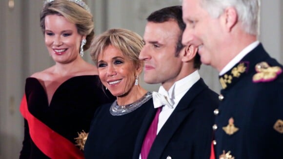 Brigitte Macron : Chic et scintillante au côté de la reine Mathilde de Belgique