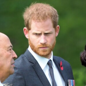 Le prince Harry, duc de Sussex, et Meghan Markle, duchesse de Sussex, assistent à une cérémonie de bienvenue traditionnelle sur les pelouses de la Government House à Wellington, en Nouvelle-Zélande le 28 octobre 2018.