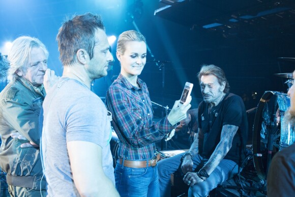 Exclusif - Bernard Schmitt, David et Laeticia Hallyday - Répetitions du premier concert de la tournee "Born Rocker Tour" de Johnny Hallyday au POPB de Bercy à Paris. Le 14 juin 2013
