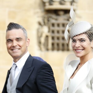 Robbie Williams et sa femme Ayda Field au mariage de la princesse Eugenie d'York et Jack Brooksbank en la chapelle Saint-George au château de Windsor le 12 octobre 2018.