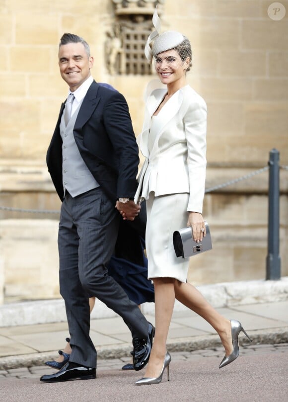 Robbie Williams et sa femme Ayda Field au mariage de la princesse Eugenie d'York et Jack Brooksbank en la chapelle Saint-George au château de Windsor le 12 octobre 2018.