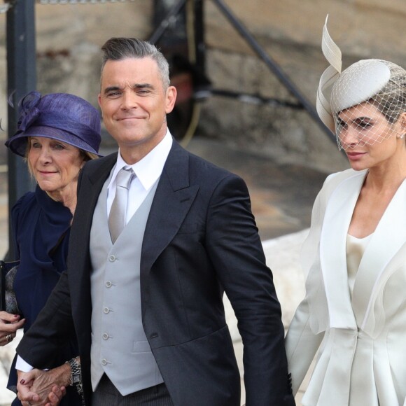 Robbie Williams et sa femme Ayda Field au mariage de la princesse Eugenie d'York et Jack Brooksbank en la chapelle Saint-George au château de Windsor le 12 octobre 2018.