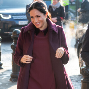 La duchesse Meghan de Sussex (Meghan Markle), enceinte, en visite à la Hubb Community Kitchen à Londres le 21 novembre 2018. 