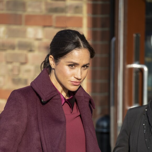 La duchesse Meghan de Sussex (Meghan Markle), enceinte, en visite à la Hubb Community Kitchen à Londres le 21 novembre 2018. 