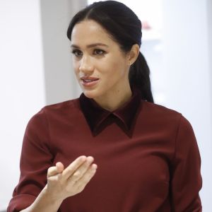 La duchesse Meghan de Sussex (Meghan Markle), enceinte, en visite à la Hubb Community Kitchen à Londres le 21 novembre 2018. 