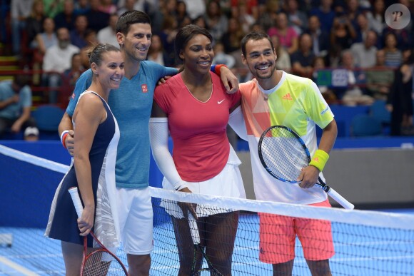 Flavia Pennetta, Novak Djokovic, Serena Williams, Fabio Fognini - Match Caritatif de tennis "Djokovic and Friends" au forum Assago à Milan, Italie, le 21 septembre 2016.