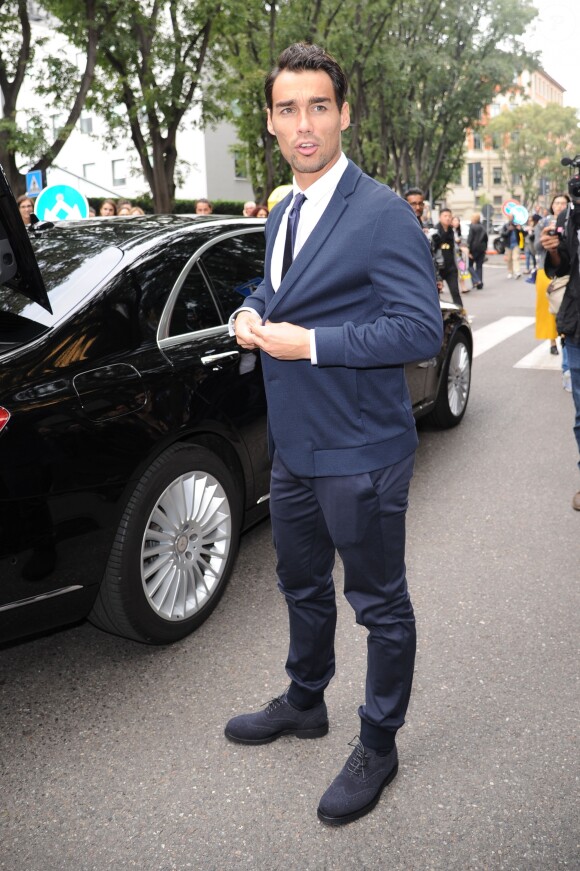 Fabio Fognini - Personnalités arrivant au défilé Giorgio Armani pendant la fashion week à Milan, le 28 septembre 2015.