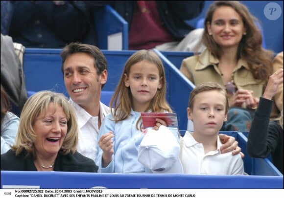 Daniel Ducruet et ses enfants Pauline et Louis en avril 2003 au tournoi de tennis de Monte-Carlo.