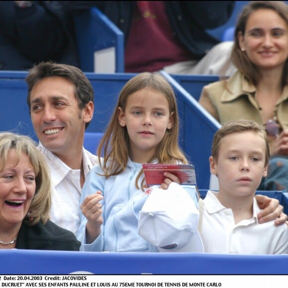Daniel Ducruet et ses enfants Pauline et Louis en avril 2003 au tournoi de tennis de Monte-Carlo.