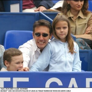 Daniel Ducruet et ses enfants Pauline et Louis en avril 2003 au tournoi de tennis de Monte-Carlo.