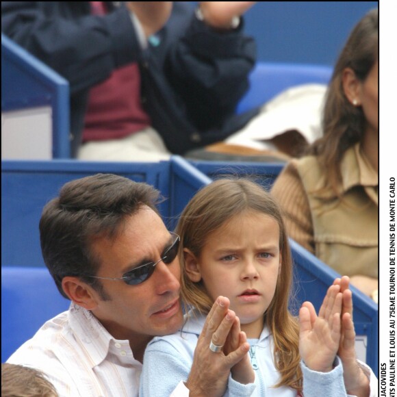 Daniel Ducruet et ses enfants Pauline et Louis en avril 2003 au tournoi de tennis de Monte-Carlo.