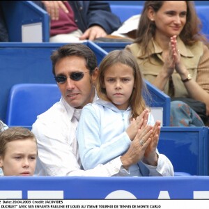 Daniel Ducruet et ses enfants Pauline et Louis en avril 2003 au tournoi de tennis de Monte-Carlo.